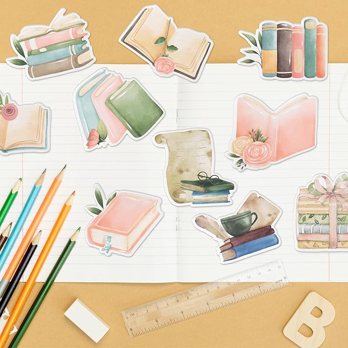 Xqumoi 30 Pack Book Lover Sticky Notes - Book Club Self Sticky Notepads Cute Writing Memo Pads for Back to School Office Supplies Teacher Appreciation Librarian Bookish Gift Birthday Party Favors