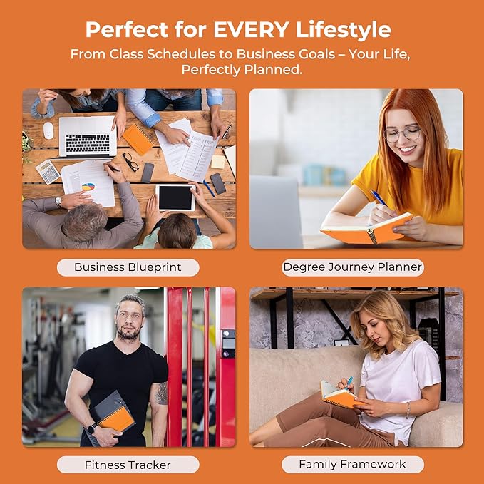 Planner 2025-2026 Daily Weekly and Monthly,6.5"x3.75",18 Months Spiral Bound Calendar Agenda with Self-adhesive Pen Holder,2026 Academic Plan with Vegan Leather Soft Cover,Orange