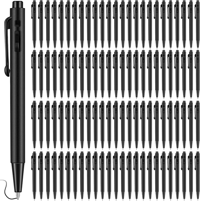 Eaasty 100 Pcs 4'' Mini Pen Bulk 0.7 mm Small Retractable Ballpoint Tiny Black Ink Pen Gel Pens with Clip Smooth Writing Pens for Pocket Journal Writing Office