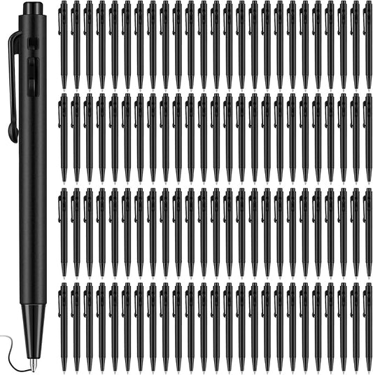Eaasty 100 Pcs 4'' Mini Pen Bulk 0.7 mm Small Retractable Ballpoint Tiny Black Ink Pen Gel Pens with Clip Smooth Writing Pens for Pocket Journal Writing Office