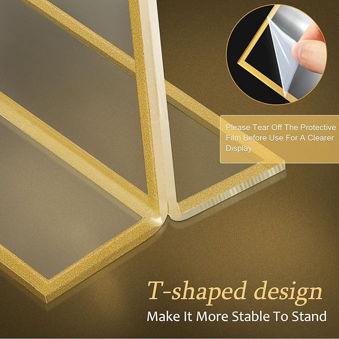 Hoteam 18 Pack Acrylic Sign Holder 4 x 6 Inch Gold Frames Wedding Table Number Holders, Double Sided Picture Frame Clear Display Menu Stand for Home Photo Flyers Wedding Party (Horizontal, Vertical)