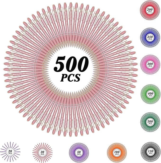 Max 500 Pcs Personalized Pens Bulk, Custom Pens with Free Engraving, Customized Stylus Tip Ballpoint Pen with Your Name Massage Text for School Office Business Graduation Anniversaries-500 Packs