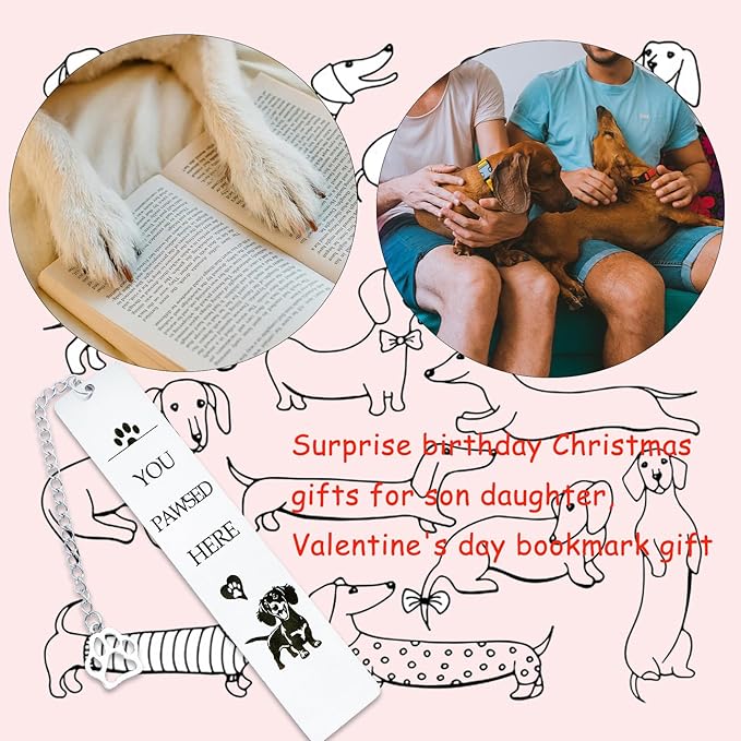 Dachshund Dog Bookmark for Readers Women Book Lovers Gifts for Dog Lovers Dog Mom Dad Gifts Bookmark for Dachshund Lovers Owners Bookworm Bookish Gifts Valentine Birthday Pet Day Christmas