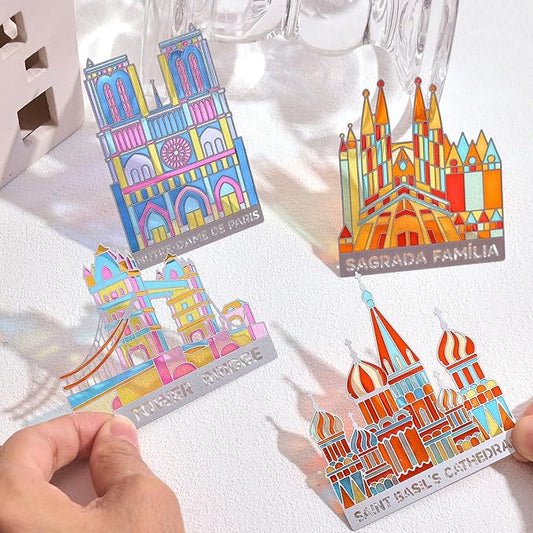 4pcs Metal Bookmarks with Transparent Design, Cute Book Marks for Readers, Aesthetic Book Markers for Kids, Teens, Teachers, Students, Book Accessories Gifts for Book Lovers, Reading Women and Men