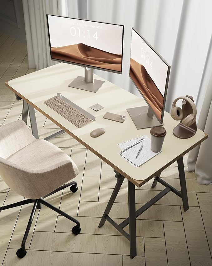 YSAGi Leather Desk Protector, Office Mat, Large Mouse Mat, Non-Slip PU Leather Blotter, Laptop Desk Pad, Waterproof Writing Pad for Office and Home (Cream, 47.2" x 23.6")