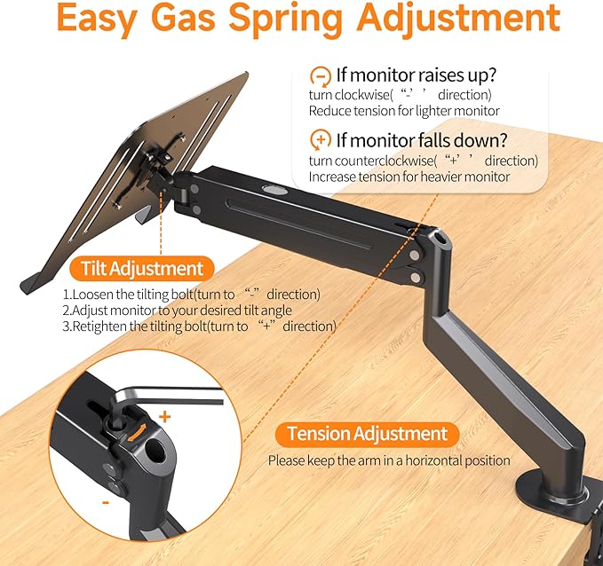 suptek Laptop Desk Mount,Fully Adjustable Monitor and Laptop Mount Stand for 11-17 Inch Notebook and 17-32 inch Monitor Screen,Holds 22lbs with Vented Tray