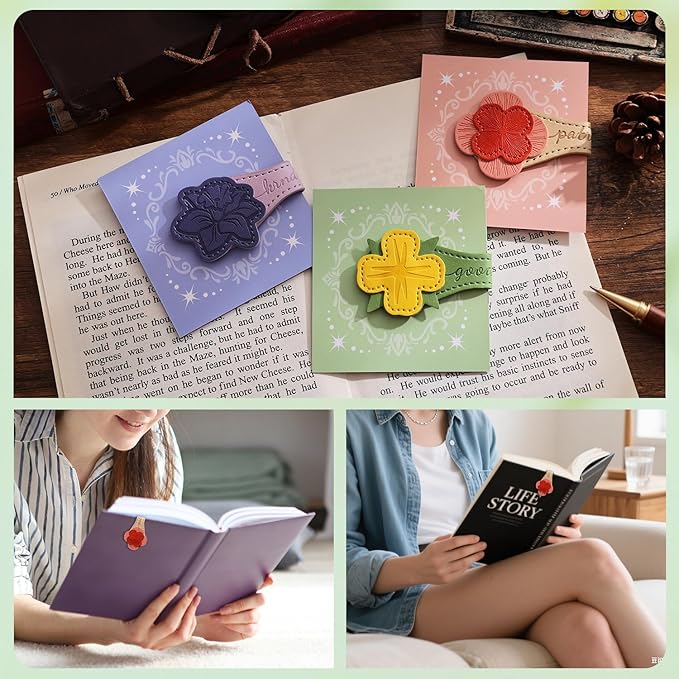3 PCS Fruit of Spirit Magnetic Leather Bookmarks, Floral Patterns (Patience Kindness Goodness) of Galatians, Bible-Inspired Page Markers, Double-Sided, Gift for Book Lovers, Students, Book Accessories