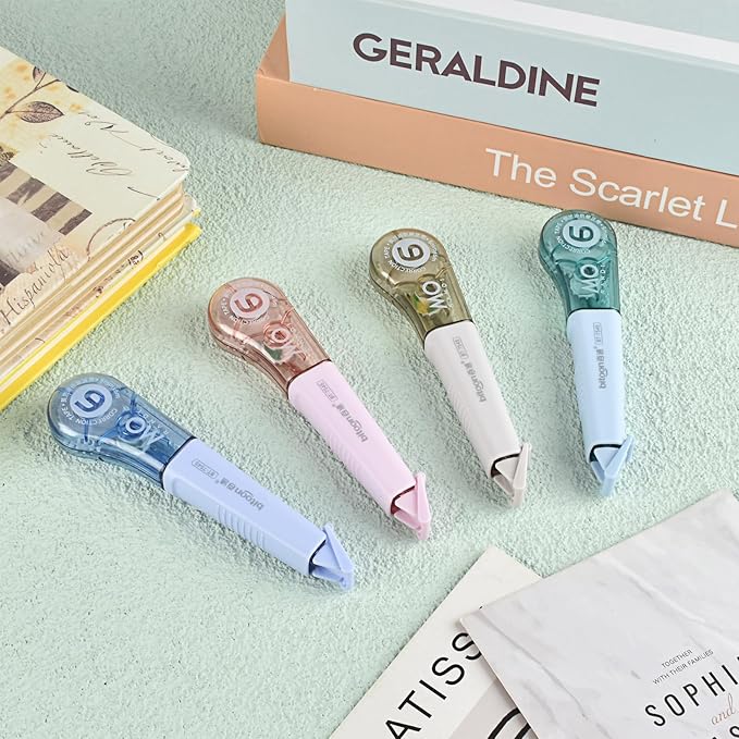 Temiary 8 Pcs Correction Tape Pens, Aesthetic for Instant Correction, Easy to Use, Pen Shaped Applicator for Office School Supplies, 1/5 Inch x 236 Inches (Morandi)