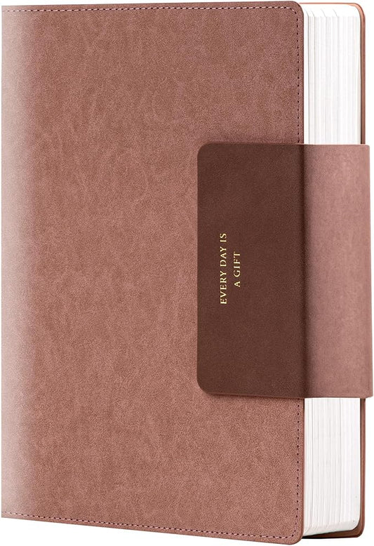 MINICAGIE Lined Leather Journals for Writing A5 Journaling Notebooks with 100 GSM Thick Paper Journal Notebook for Men & Women with Buckle Closure, Work Travel Note Taking Diary, 5.7" x 8.3", Pink