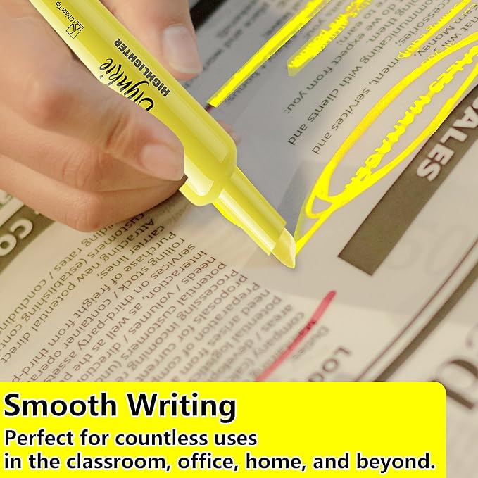 Highlighters Bulk 150 Pack of Yellow Colors Tank Style Chisel Tip Highlighters Set for Kid and Adult Coloring Highlighting for Classroom Office School Supplies and Shop Short Style.