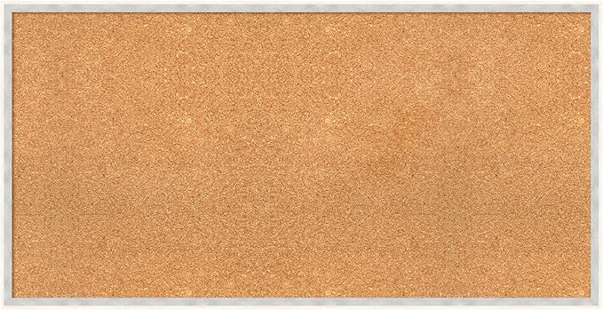 Amanti Art Natural Cork Board for Wall, 21x41 Vision Board with White Frame, Large Corkboard Office Decor for Home Organization, Modern Corkboard Pinboard to Display Items for Home Organization in