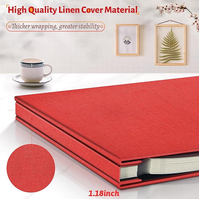 Photo Album Self Adhesive Scrapbook,60 Pages Large Photo Book for 4x6,5x7,8x10 Pictures,DIY Album for Baby Wedding Family Travel Birthday,with Metallic Pen and Scraper