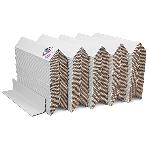 IDL Packaging Cardboard Edge Protector 2" x 2" x 9", Pack of 200 - V-Board Reinforced Cardboard Corners for Shipping - White Kraft Cardboard Corners for Packing - Moving Corner Protectors
