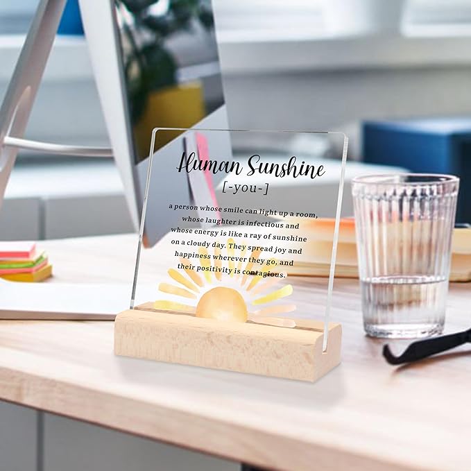 Thank You Gifts for Women Men, Appreciation Gifts for Teacher Coworkers Nurse Doctor Friends Motivational Gifts for Women Mom Daughter, Human Sunshine Clear Desk Decorative Sign