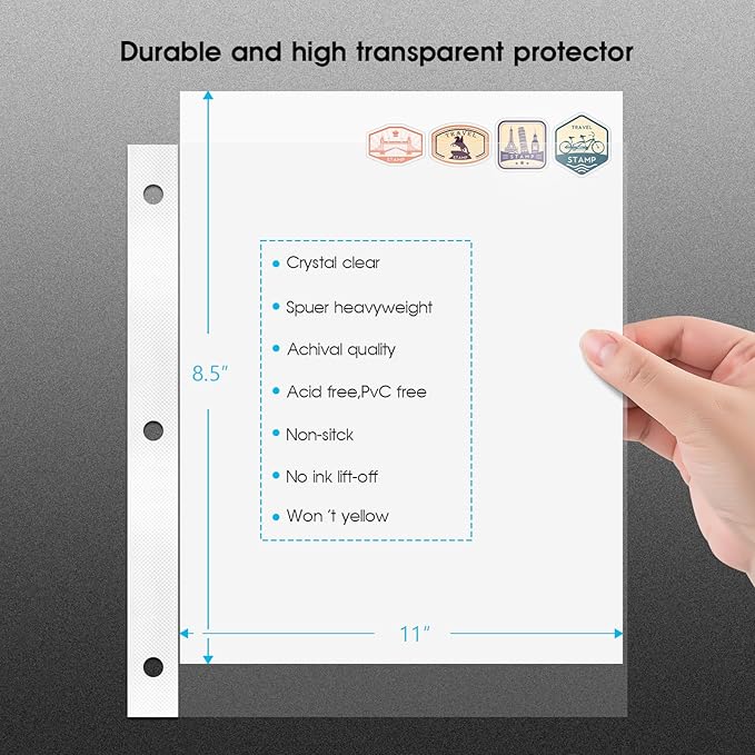 8.5x11 Inch Large 3 Ring DIY Scrapbook Photo Album with 30 Plastic Sleeves 60 Pages Blank Scrapbooks, 8.5 x 11 Scrap Book Albums for Baby Travel Wedding Graduation kids (Beige)