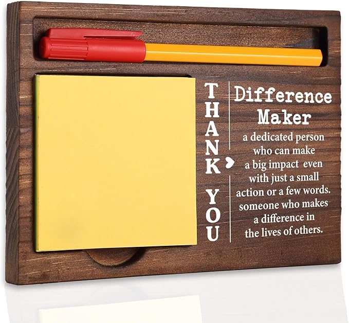 Thank You Difference Maker Gift for Nurse Teacher Volunteer Social Worker Mentor Farewell Promotion New Job Retirement Recognition, Office Stuff Sticky Note Pad Holder Dispenser TBC177