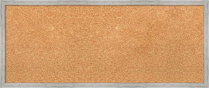 Amanti Art Natural Cork Board for Wall, 13x31 Vision Board with White Frame, Medium Corkboard Office Decor for Home Organization, Cottage Corkboard Pinboard to Display Items for Home Organization in
