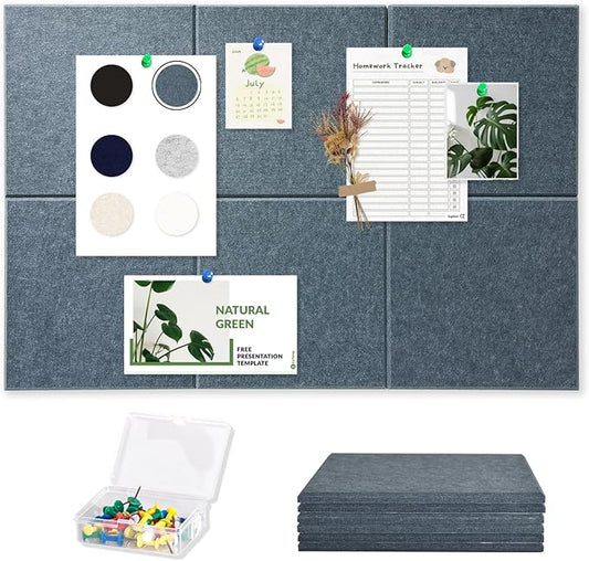 Large Cork Board for Wall with Pins, 36" x 24" Bulletin Board Self-Adhesive Pin Board | Customized 6 Packs Felt Tiles for Office Home Wall Decor, Light Gray