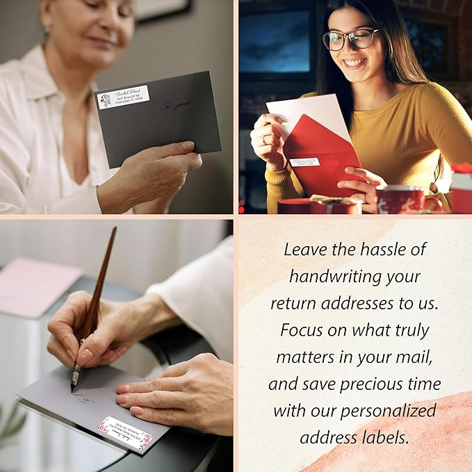 Personalized Return Address Labels Greenery - High Gloss Custom Mailing Labels on Sheets - Self-Adhesive Return Stickers for Envelopes with Crisp Printing Design (50-1000)