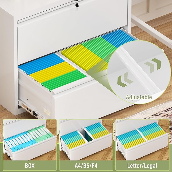 Crownland Lateral File Cabinet with 2 Drawers, 28" W Metal Lockable Office File Cabinets for Home Office- Stores Letter/Legal/A4/F4 Files(White)