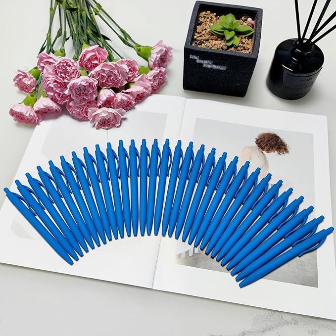 Aozora Pens Bulk 30 Pack Blue Click Pen No Bleed Wholesale Retractable Ballpoint Pens Medium Point,Smooth Ink Pen for Journaling School Office Supplies 1.0MM Blue Ink
