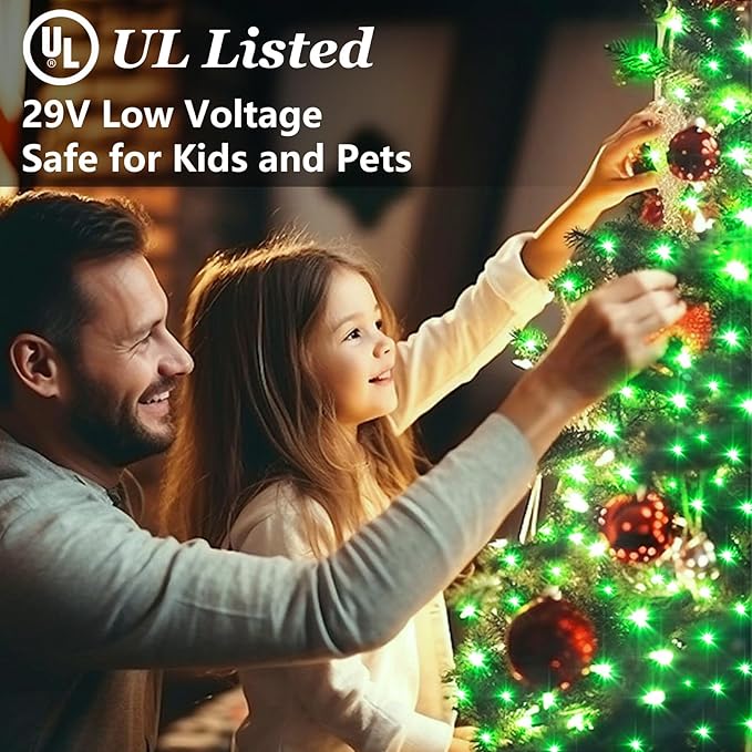 1500 LED Christmas Lights Outdoor with 12 Modes, 470FT Green Wire Christmas String Fairy Lights with Timer & Dimmable, Waterproof Twinkle Tree Lights for House Patio Party Wedding Xmas Decor, Green