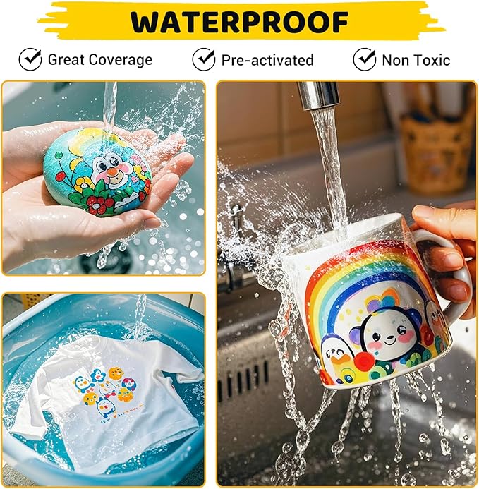 Dual Tip Acrylic Paint Pens 36 Colors Markers Set, New Acrylic Paint Markers, Art Supplies Set for Adults, Kids, Teen, Suitable for fabric, rock, wood, glass, ceramic and other DIY crafts