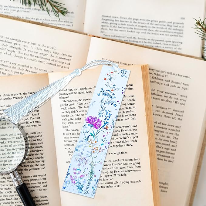 Metal Bookmark Flower Bookmarks for Women Men Book Lovers Book Mark Set of 2 with Tassel Reading Book Accessories Book Marks for Reading Women Men Book Lovers Gifts
