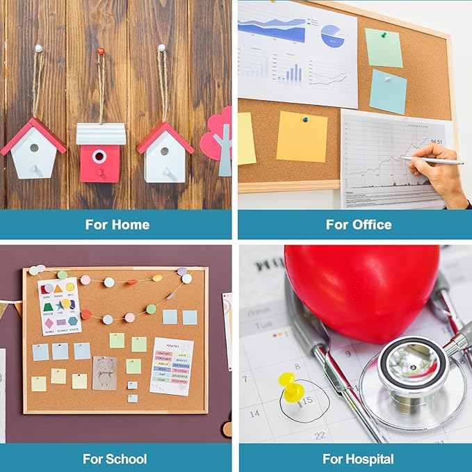 600 Pack Thumb Tacks, Colored Map Push Pins Multicolored Push Pins Assorted 12 Colors, Decorative with Steel Point for Bulletin Board, Fabric Marking, Crafts and Organization at Home Office Schoo