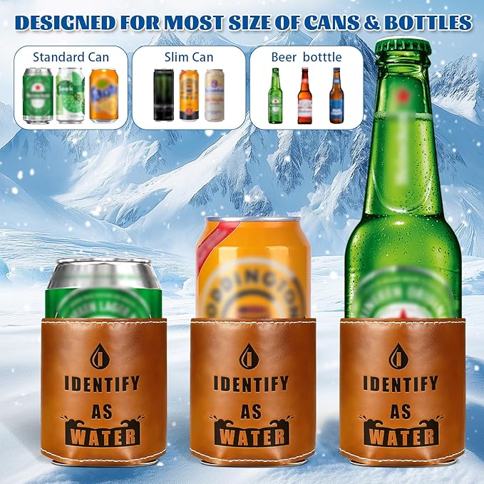 Funny Gifts for Men Him Husband,Christmas Gifts for Dad from Daughter Son,White Elephant Gifts,Mens Stocking Stuffers Birthday Gag Cool Retirement Gifts for Grandpa,Leather Can Cooler