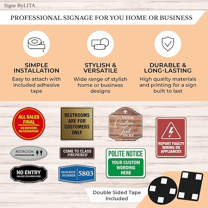 All Quality Designer Office Sign | Easy Installation - Ivory/Dark Brown - Medium (10 Pack)