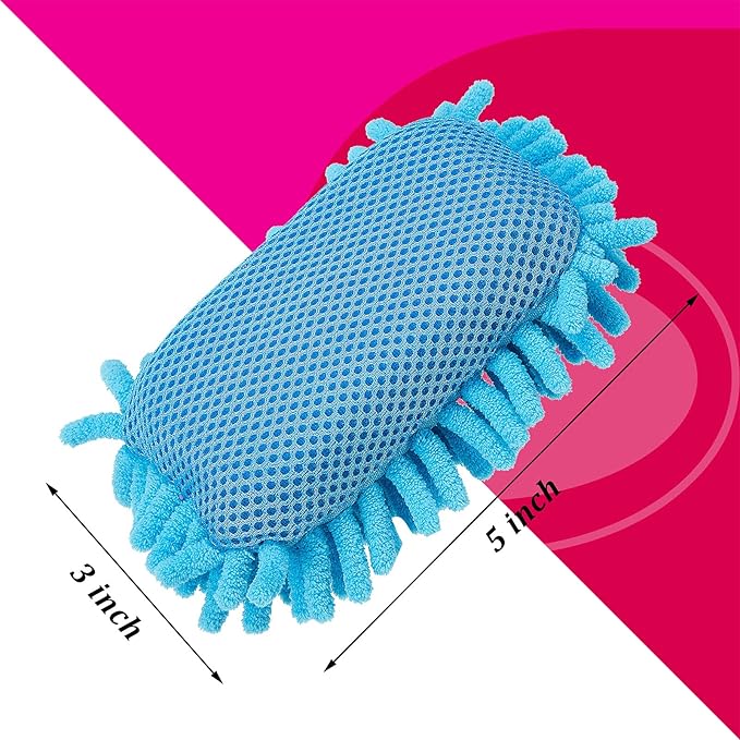 Zonon 4 Pieces Dry Erase Eraser Microfiber Shag Washable Whiteboard Eraser for Markers, Chalk, Classroom, Home and Office(Blue, Pink)