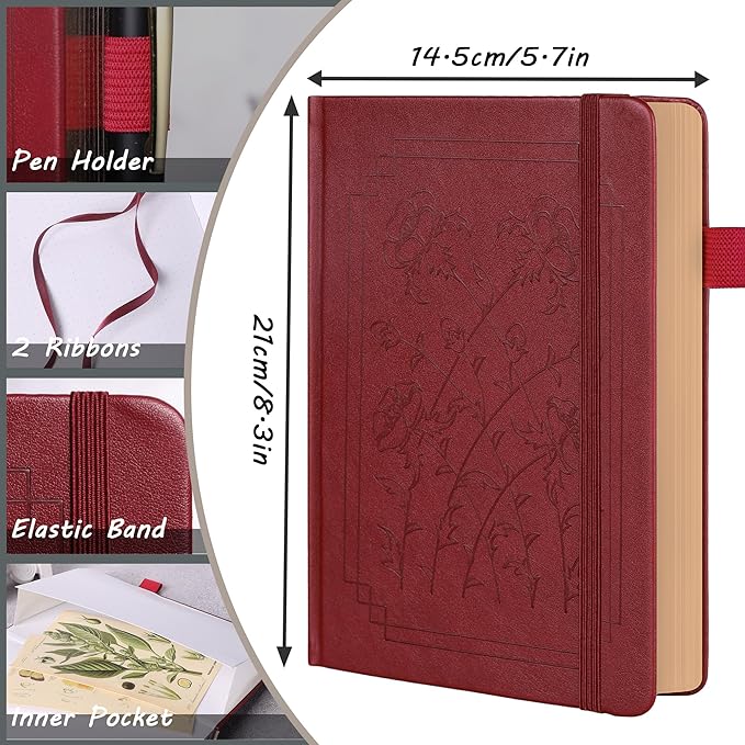 TIEFOSSI A5 Dotted Notebook, 160gsm Thick Paper, Hardcover Dot Grid Journals for Women Men, 192 Numbered Pages, Ideal for Personal Use, Goals, Organization