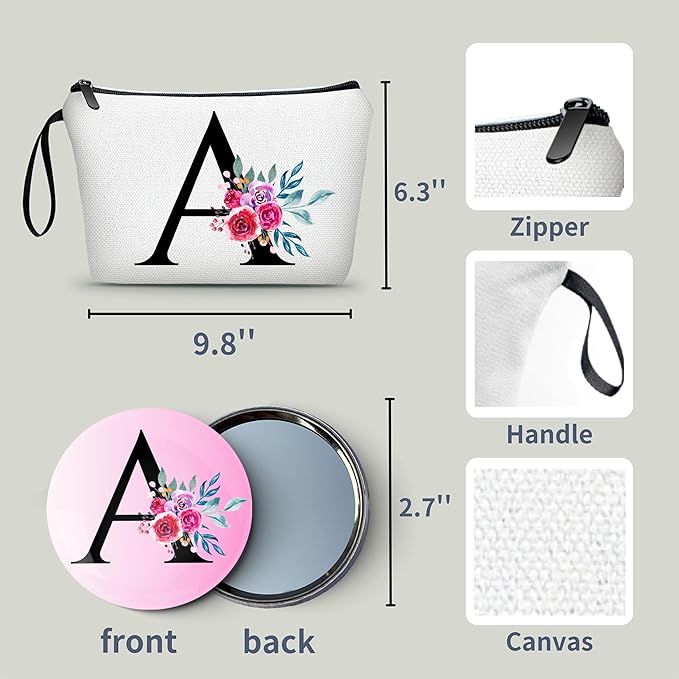 Women Gifts for Birthday,Personalized Makeup Bag,Cosmetic Bag With Mirror,Small Gifts for Women,Gifts for Mom Birthday Unique,Woman Gifts,(A)