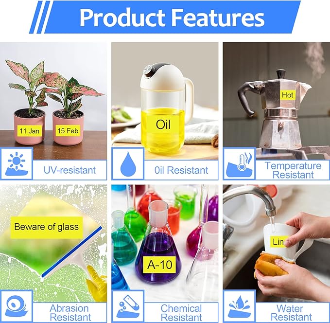 6PK 18mm Yellow Label Tape Compatible for Brother P-Touch Label Maker Tape TZe-641 TZe TZ Label Tape TZ-641 TZe641 18mm 0.7'' Laminated Black on Yellow for PT-D400 D410 D600 D610BT D460BT