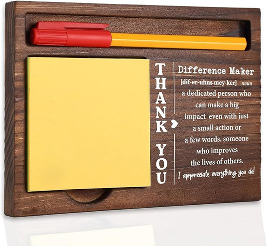 Thank You Difference Maker Gift for Nurse Teacher Social Worker Volunteer Team Member, Farewell New Job Promotion Work Milestones, Office Stuff Sticky Note Pad Holder Dispenser TBC176