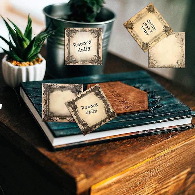 9 Pieces Halloween Gothic Sticky Notes Self-Adhesive Gothic Style Design Note Pads Gothic Style Sticky Memo Notes for School Office Home Supplies Students Teachers Gift