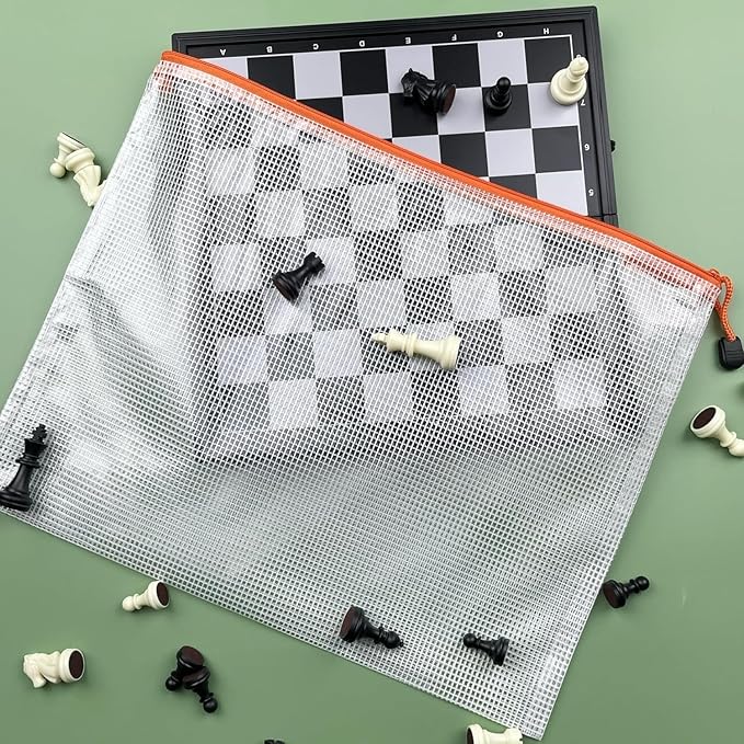 Oaimyy-16 PCS-12 x 16 Inches-Mesh Zipper Pouch, Plastic Zip File Folders Puzzle Bags for Organizing,for Office Supplies,Travel,Home Storage-Multicolor, 12"x 16"