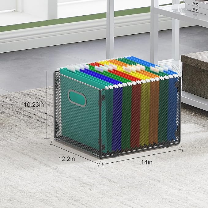 Samstar Hanging File Organizer, Mesh File Folder Organizer File Crate File Cabinet Inserts Storage Box, Letter Size