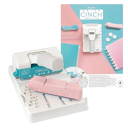 We R Memory Keepers Multi Cinch Kit (2 in 1 Circle & Disc) Book Binding Art Crafts Sewing Scrapbooking Journaling Printmaking Paper Craft Office Home Card Stock DIY Card Making Sticker Machine