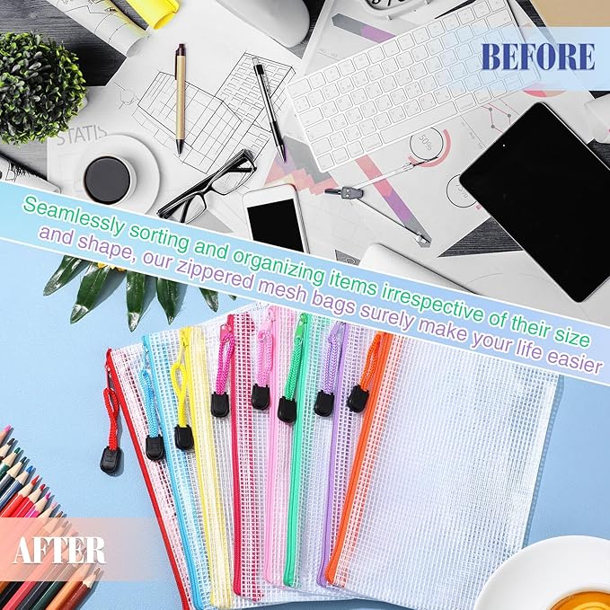 Jetec 32 Pcs Mesh Zipper Bags Toy Storage Bikini Organizer Bag Bolsas Para Guardar Trajes De Baño Waterproof Zipper Reusable Pouch Puzzle Multipurpose for Storage Office(Stylish Color,7.5 x 5 Inch)