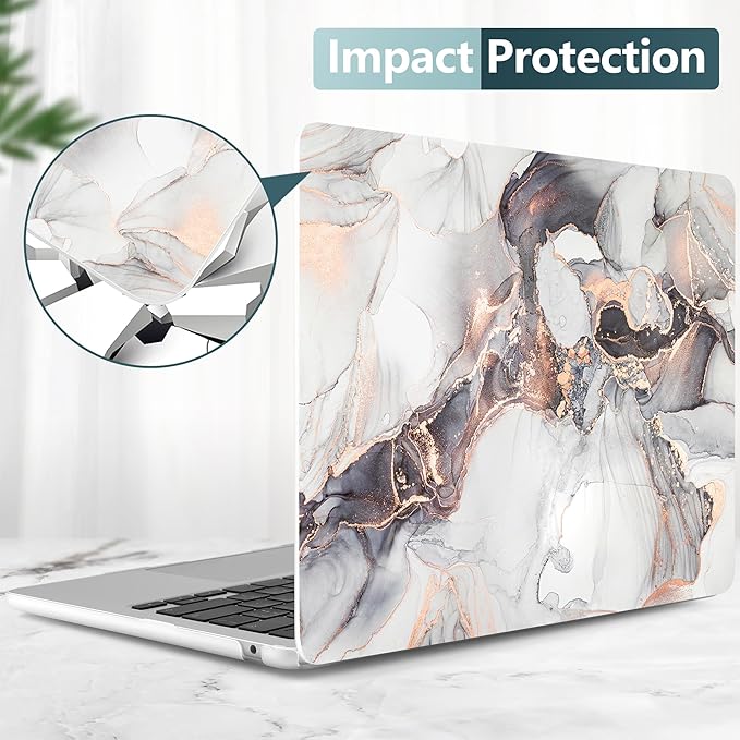 DONGKE Compatible with M4 MacBook Air 15 inch Case 2025 2024 2023 A3241 A3114 A2941 M3 M2 Liquid Retina Display Touch ID, Plastic Hard Case & Keyboard Skin & Screen Protector - Abstract Marble