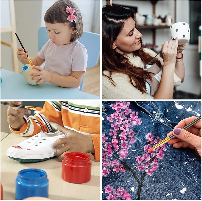 ESRICH Acrylic Paint Brushes Set, 16Packs/160Pcs, Nylon Brush Head, Suitable for Acrylic,Oil,Watercolor,Rock Body Face Nail Art,Perfect Suit of Art Painting,Best Gift for Kids Adult Drawing(Black)