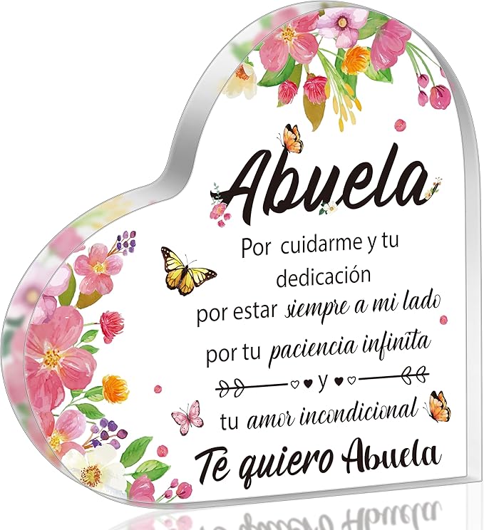 Yopyame Acrylic Gifts for Grandma - Spanish Heart Acrylic Plaque for Grandma from Granddaughter Grandson - Birthday, Christmas, Thanksgiving Sign