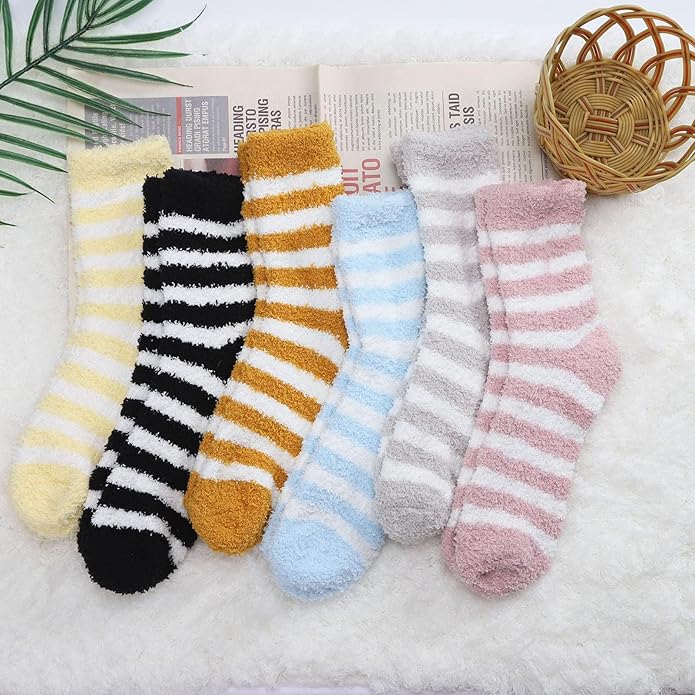 Womens Fuzzy Socks Microfiber Soft Cozy Warm Slipper Sleeping Winter Sock Fluffy Cabin Plush Stocking Stuffers