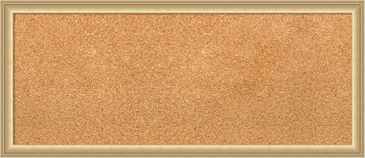 Amanti Art Natural Cork Board for Wall, 14x32 Vision Board with Gold Frame, Medium Corkboard Office Decor for Home Organization, Casual Corkboard Pinboard to display items for home organization