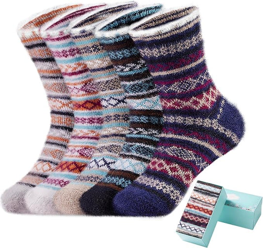 5 Pairs Fuzzy Soft Cozy Comfortable Socks for Women, Casual Sleep Comfy Socks, Perfect Warm Winter Gifts for Women