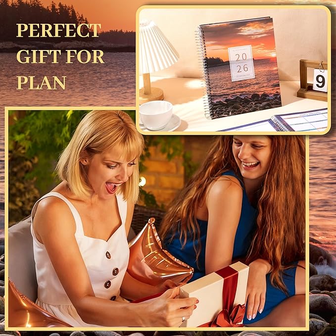 CAGIE 2026 planner Weekly and Monthly Jan 2026-Dec 2026 Hardcover Hourly Daily Planners for Women 26 Calendar Planner with Stickers Spiral Bound Yearly Agenda, 8.5 x 11