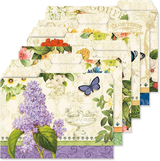 Current Grande Fleur File Folders Value Pack - Bulk Set of 24, 6 Pretty Decorative Designs, 1/3 Cut Tabs, Heavy-Duty Paper Stock, Office Supplies for Home & Work, 9-½” x 11-¾” Letter Size