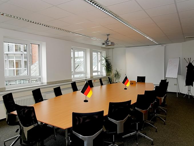 2 Pack Germany Desk Flag, Germanic Table Office Flag with Solid Pole and Stand Base, International Country Flag, Festival Celebration, Classroom Meeting Desktop Decoration (Germany)